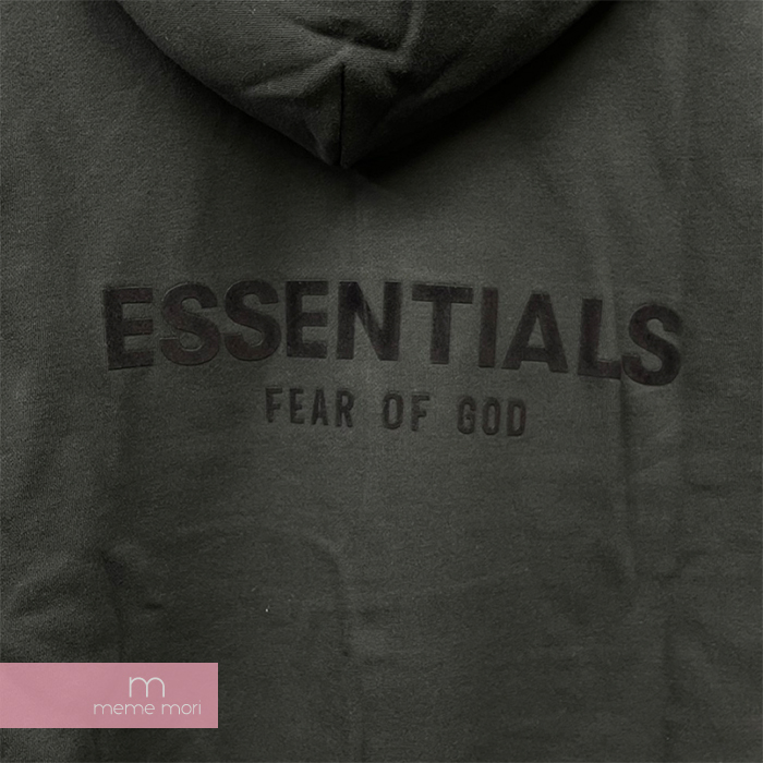ESSENTIALS【新古品・未使用品】【XS】 FEAR OF GOD ESSENTIALS 2022SS Core Collection Pull  Over Hoodie Stretch Limo エッセンシャルズ プルオーバーフーディ ストレッチリモ パーカー フロッキーロゴプリント ブラック  