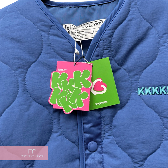 KKKKKK【新古品・未使用品】【1～3】 KKKKKK 2022AW Liner Jacket Ver.02 Blue KKKKKK  ライナージャケット バージョン2 キルティング 中綿ブルゾン M-65 ロゴ刺繍 スパンコール ブルー