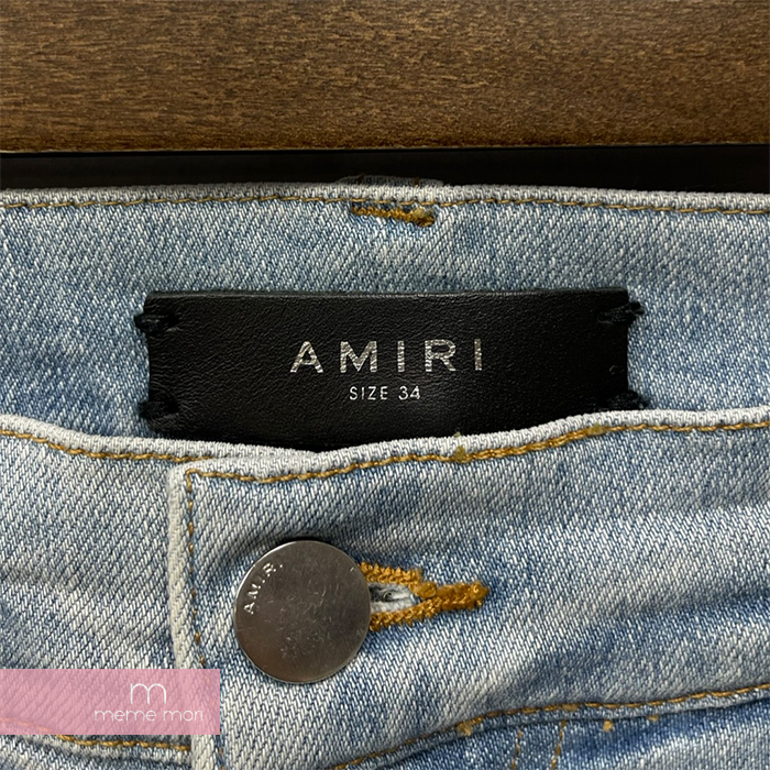 AMIRI【中古-非常に良い】【34】 AMIRI Sideline Crush Skinny Jeans アミリ  サイドラインクラッシュスキニージーンズ デニムパンツ ダメージ加工 ストレッチ ライトインディゴ×ホワイト サイズ34